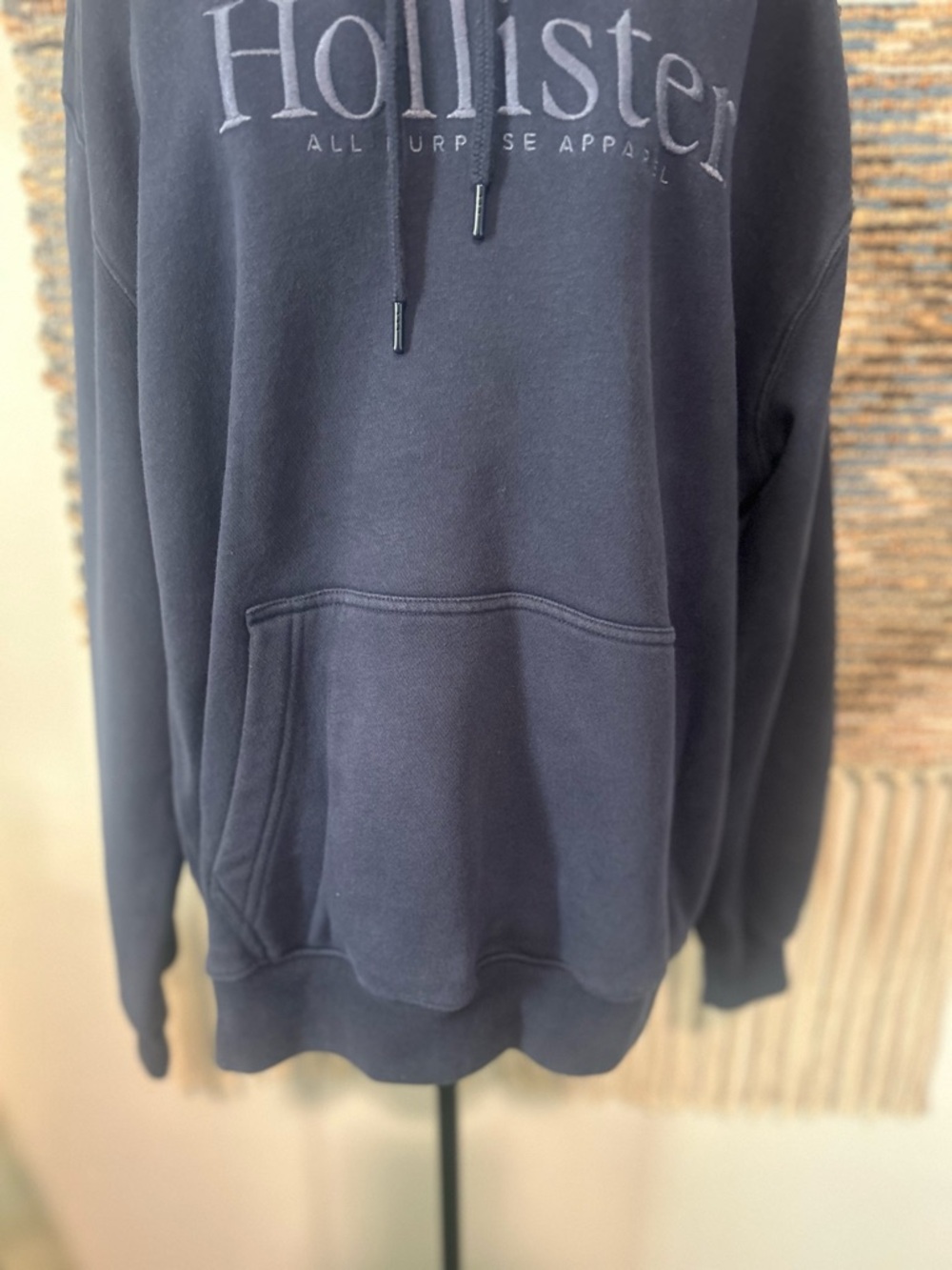 Hollister Navy Logo Hoodie Sweatshirt - Picture 3 of 8